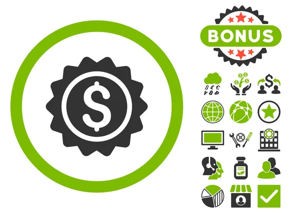 Bankowość pieczęć płaska wektor ikona z Bonus — Wektor stockowy