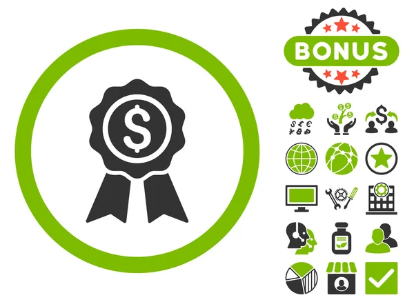 Business Award platte Vector Icon met Bonus — Stockvector