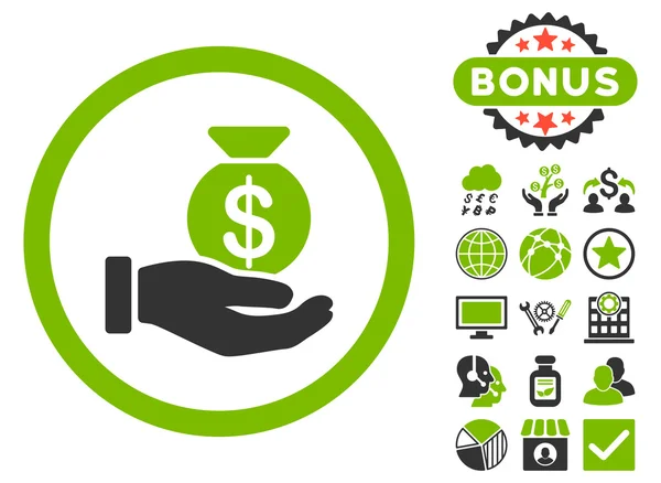 Cash betaling platte Vector Icon met Bonus — Stockvector