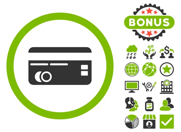 Creditcard platte Vector Icon met Bonus — Stockvector