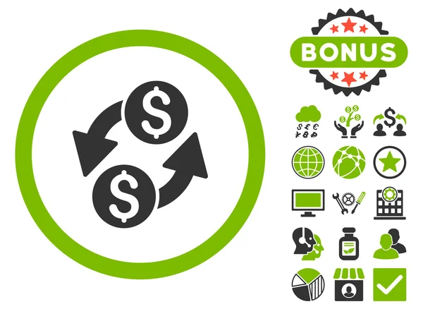 Dolar wymiany płaskie wektor ikona z Bonus — Wektor stockowy
