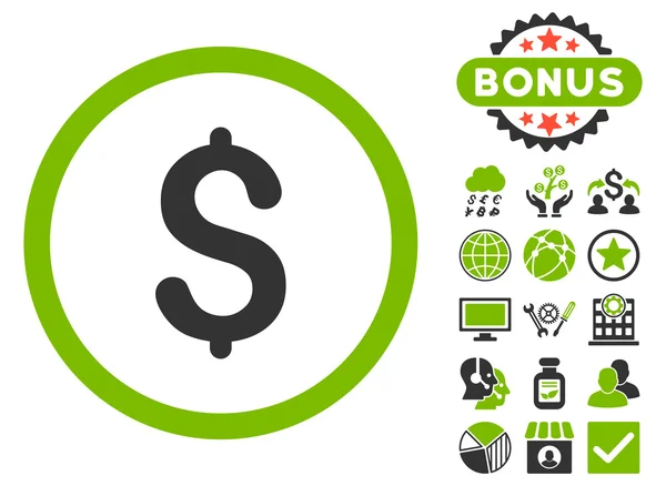 Dolar płaskie wektor ikona z Bonus — Wektor stockowy