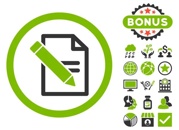 Editar Registros plana Vector icono con Bono — Vector de stock