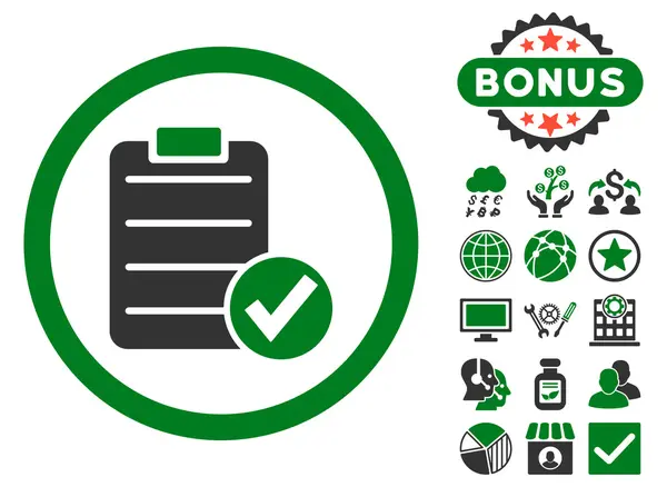 Solicitar formulario Icono de vector plano con bono — Vector de stock