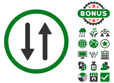 Dikey düz vektör simge Bonus ile okları değişimi