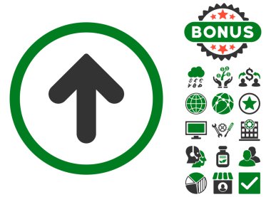 Düz vektör simge Bonus ile yukarı ok