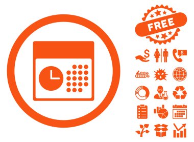 Bonus ile saat ve Tarih düz vektör simgesi