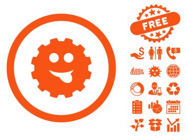 Bonus ile dil gülümseme vites düz vektör simgesi