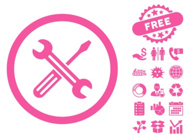 Bonus ile anahtar ve tornavida düz vektör simgesi