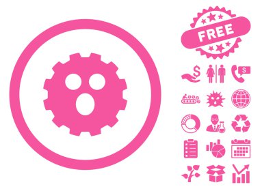 Bonus ile surprized dişli gülen düz vektör simgesi