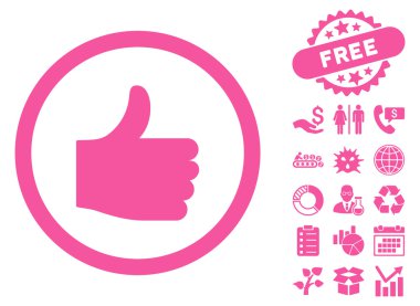 Düz vektör simge Bonus ile yukarı başparmak