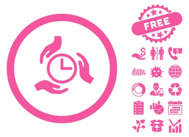 Bonus ile zaman bakım düz vektör simgesi