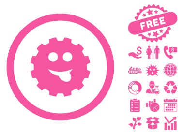 Bonus ile dil gülümseme vites düz vektör simgesi