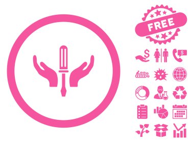 Bonus ile hizmet düz vektör simge ayarlama