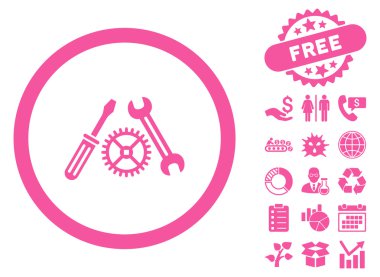 Bonus ile hizmet düz vektör simge ayarlama