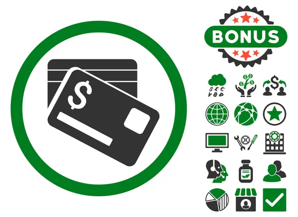 Bank kaarten platte Vector Icon met Bonus — Stockvector