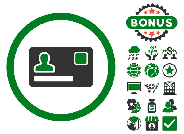 Tarjeta Bancaria Vector Plano Icono con Bono — Vector de stock