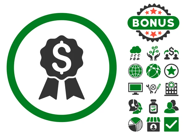 Banking Award Icona vettoriale piatta con bonus — Vettoriale Stock
