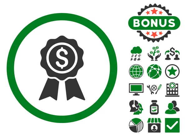 Business Award platte Vector Icon met Bonus — Stockvector