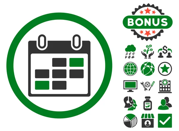 Calendario Días Icono de Vector Plano con Bonus — Vector de stock