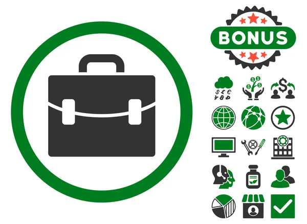 Sprawa płaskie wektor ikona z Bonus — Wektor stockowy
