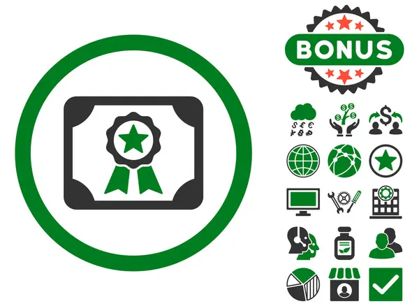Certificado Flat Vector Icon com Bônus — Vetor de Stock