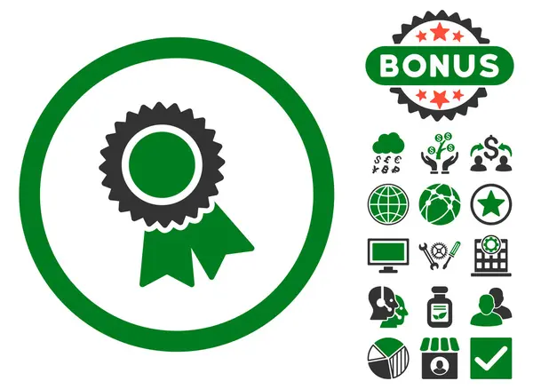 Certificação Flat Vector Icon com Bônus — Vetor de Stock