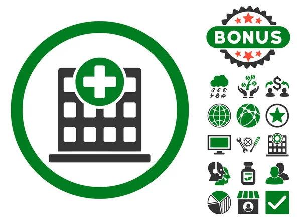 Kliniek platte Vector Icon met Bonus — Stockvector