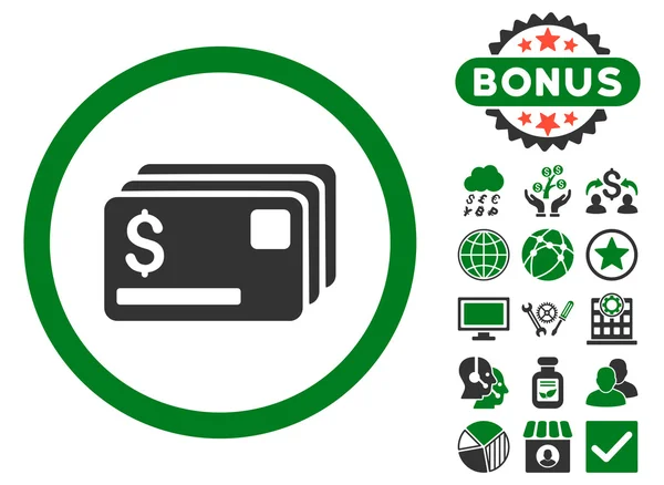Tarjetas de crédito Flat Vector Icon with Bonus — Vector de stock