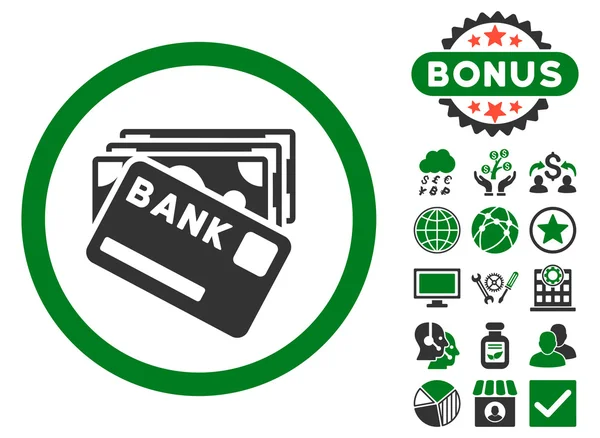 Icône de vecteur plat d'argent de crédit avec le bonus — Image vectorielle