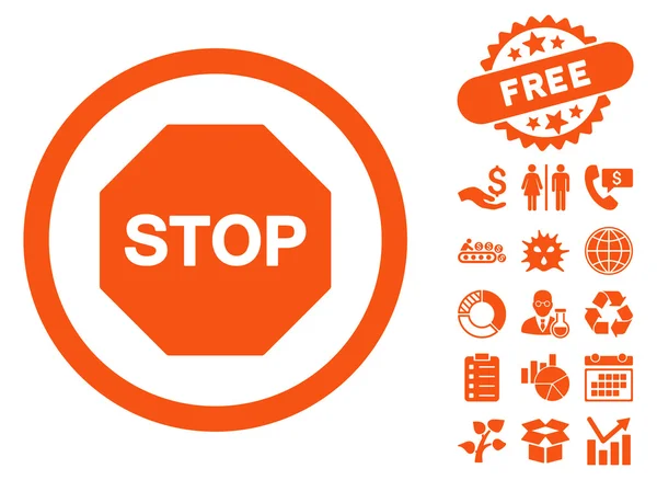 Stop signe plat vectoriel icône avec bonus — Image vectorielle