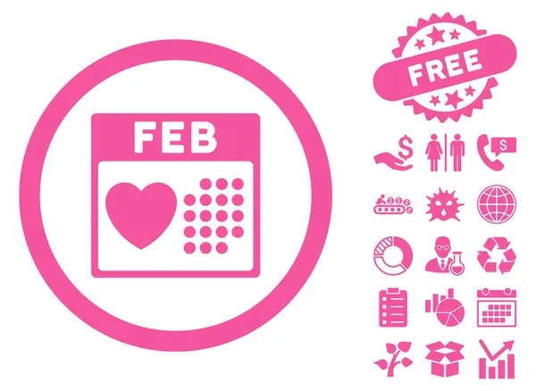 Valentinstag flache Vektorsymbole mit Bonus — Stockvektor