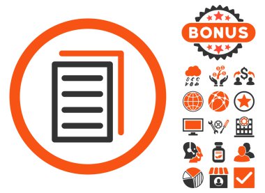 Belge düz vektör simgesi Bonus ile kopyalama