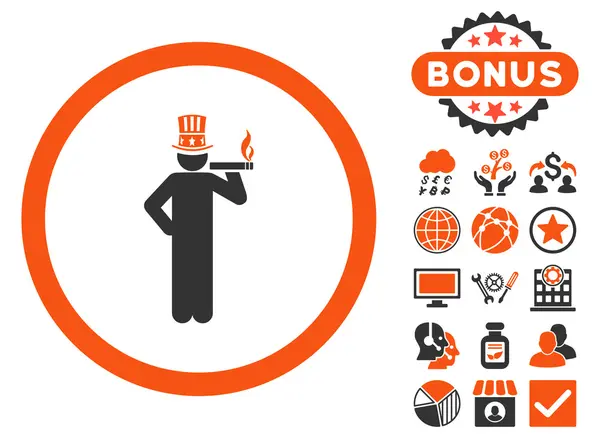 American Capitalist Flat Vector Icono con Bono — Archivo Imágenes Vectoriales