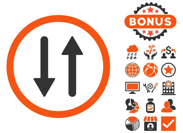 Pijlen wisselen verticale vlakke Vector Icon met Bonus — Stockvector