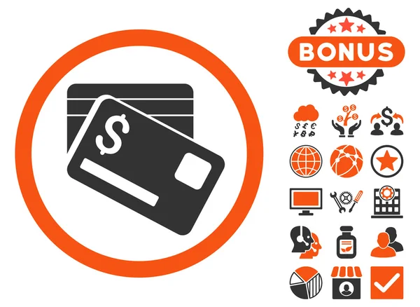 Bank kaarten platte Vector Icon met Bonus — Stockvector