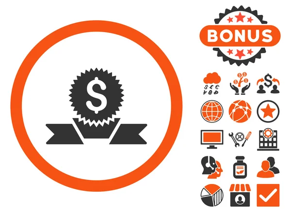 Banking Award platte Vector Icon met Bonus — Stockvector