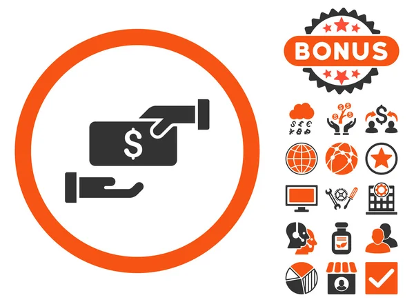 Smeergeld platte Vector Icon met Bonus — Stockvector