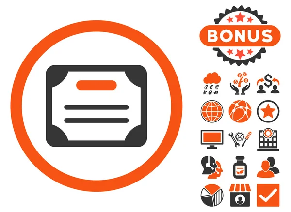 Certificaat platte Vector Icon met Bonus — Stockvector