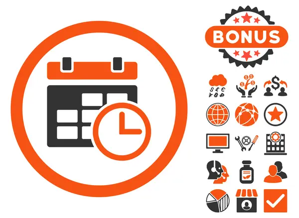 Datum en tijd platte Vector Icon met Bonus — Stockvector