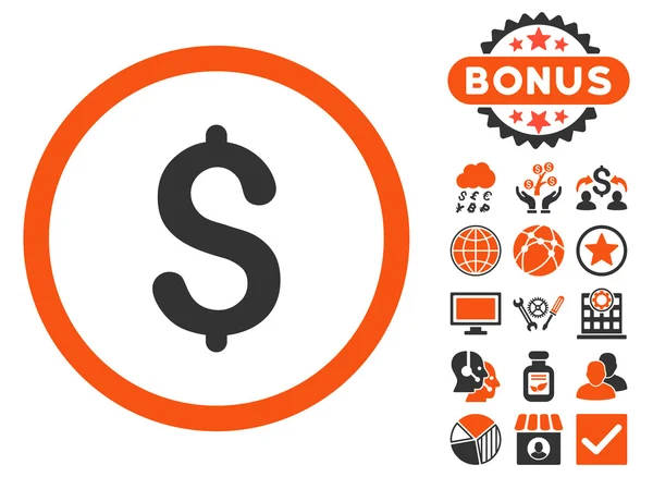 Dolar płaskie wektor ikona z Bonus — Wektor stockowy