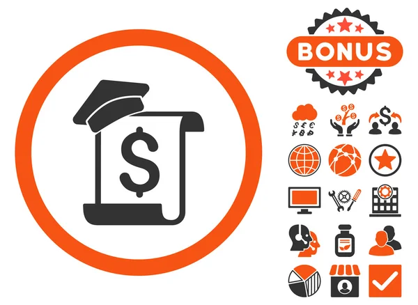 Onderwijs factuur platte Vector Icon met Bonus — Stockvector