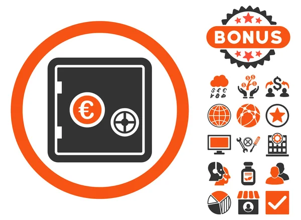 Euro veilig platte Vector Icon met Bonus — Stockvector