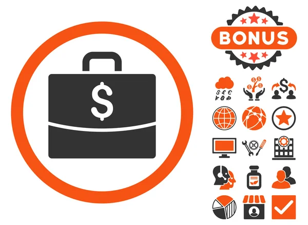 Business Case platte Vector Icon met Bonus — Stockvector