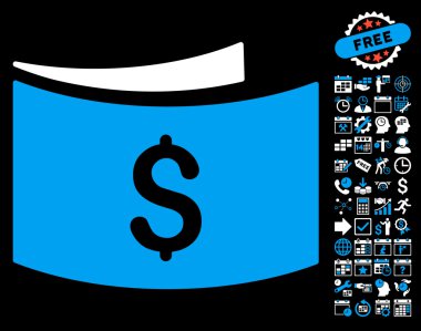 Bonus ile banknotlar düz vektör simgesi