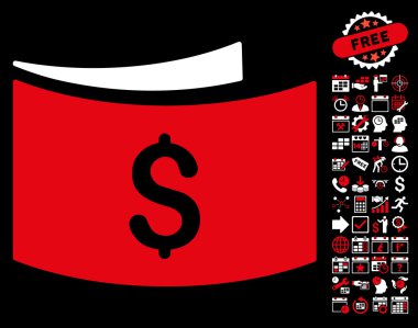 Bonus ile banknotlar düz vektör simgesi