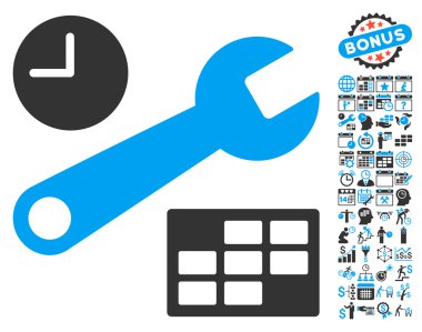 Tarih ve zaman kurulum düz vektör simge Bonus ile