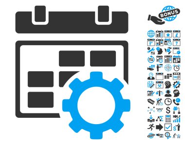 Takvim Ayarları Gear Flat Vector Icon Bonus ile