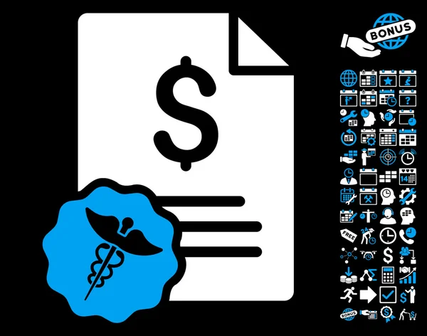 Icône de vecteur plat de facture médicale avec le boni — Image vectorielle