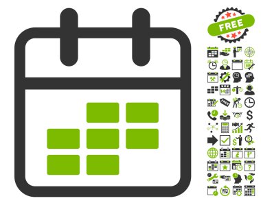 Bonus ile Takvim ay düz vektör simgesi